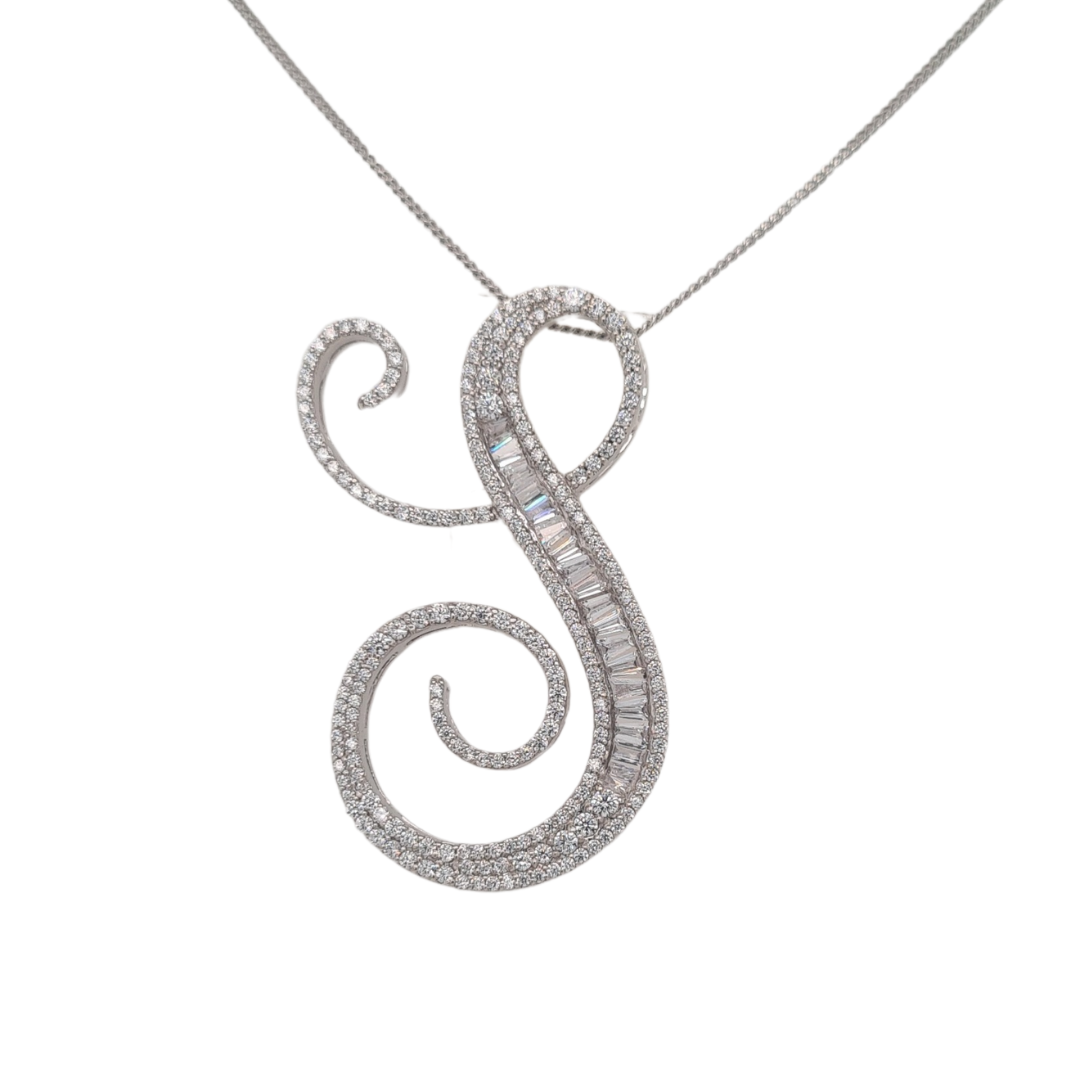 65mm Silver CZ Initial Pendant