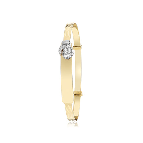 9ct yellow gold baby bangle with boxing glove charm - BN429