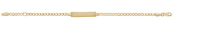 BR126 9ct gold baby ID bracelet shown in full, including chain and clasp