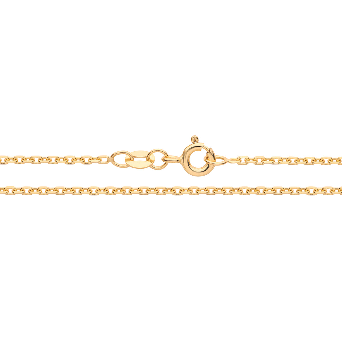 9ct Yellow Gold Fine Solid Diamond Cut Rolo Chain - CH563