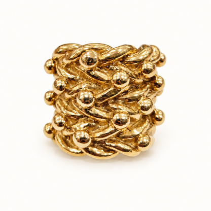 9ct Gold Heavy Keeper Ring – 114.3g – front view on ivory background