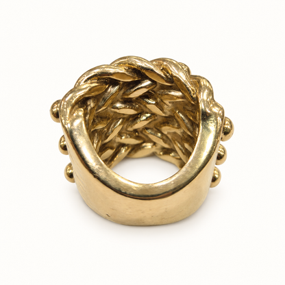 9ct Gold Heavy Keeper Ring – 114.3g – rear view on ivory background