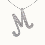 30mm Silver CZ Initial Pendant