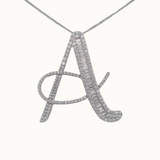 30mm Silver CZ Initial Pendant