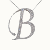 30mm Silver CZ Initial Pendant