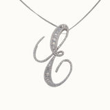 30mm Silver CZ Initial Pendant