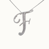 30mm Silver CZ Initial Pendant