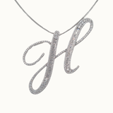 30mm Silver CZ Initial Pendant