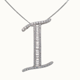 30mm Silver CZ Initial Pendant