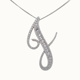30mm Silver CZ Initial Pendant