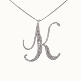30mm Silver CZ Initial Pendant