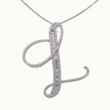30mm Silver CZ Initial Pendant