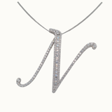 30mm Silver CZ Initial Pendant