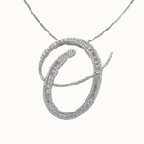 30mm Silver CZ Initial Pendant