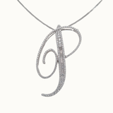 30mm Silver CZ Initial Pendant