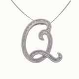 30mm Silver CZ Initial Pendant