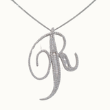 30mm Silver CZ Initial Pendant