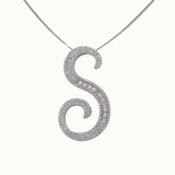 30mm Silver CZ Initial Pendant