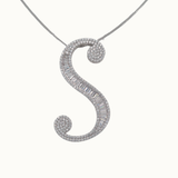 30mm Silver CZ Initial Pendant