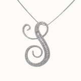 30mm Silver CZ Initial Pendant
