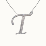30mm Silver CZ Initial Pendant