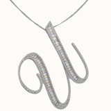 30mm Silver CZ Initial Pendant