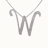 30mm Silver CZ Initial Pendant