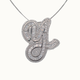 30mm Silver CZ Initial Pendant