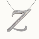 30mm Silver CZ Initial Pendant