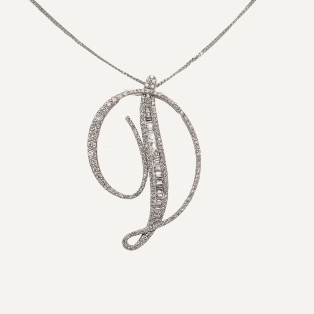 30mm Silver CZ Initial Pendant