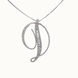 30mm Silver CZ Initial Pendant