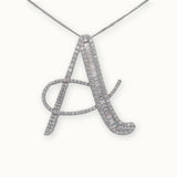 40mm silver CZ initial A pendant