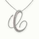 30mm silver CZ initial C pendant