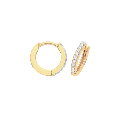 9ct Gold CZ Set Hinged Hoops - ER002 - 8 mm