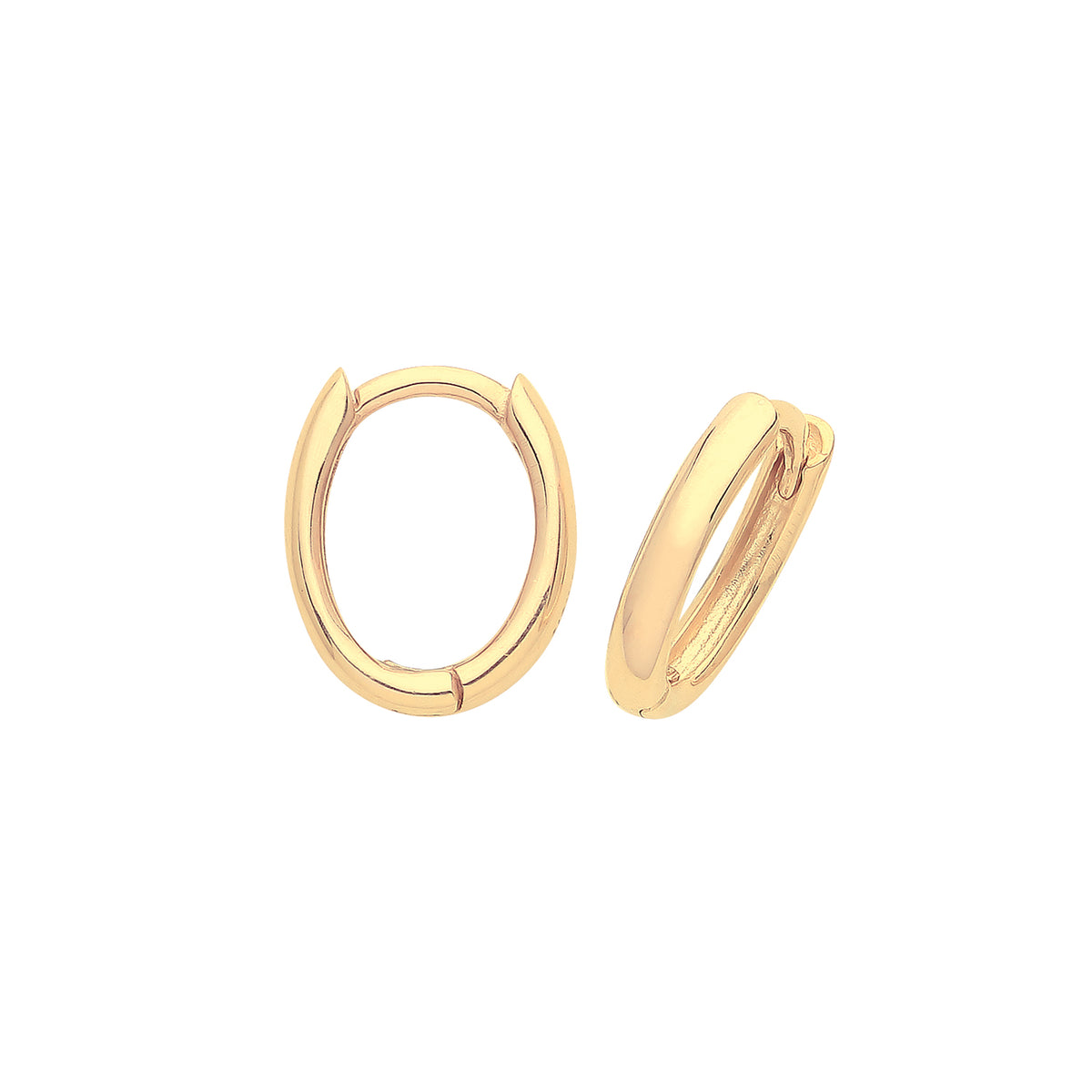 9ct Gold Hinged Oval Hoops - ER022 - Default Title