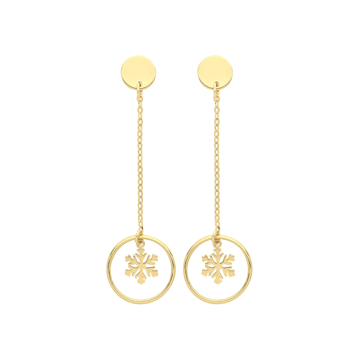 9ct Gold Snowflake Within Circle Drops - ER1154 - Default Title