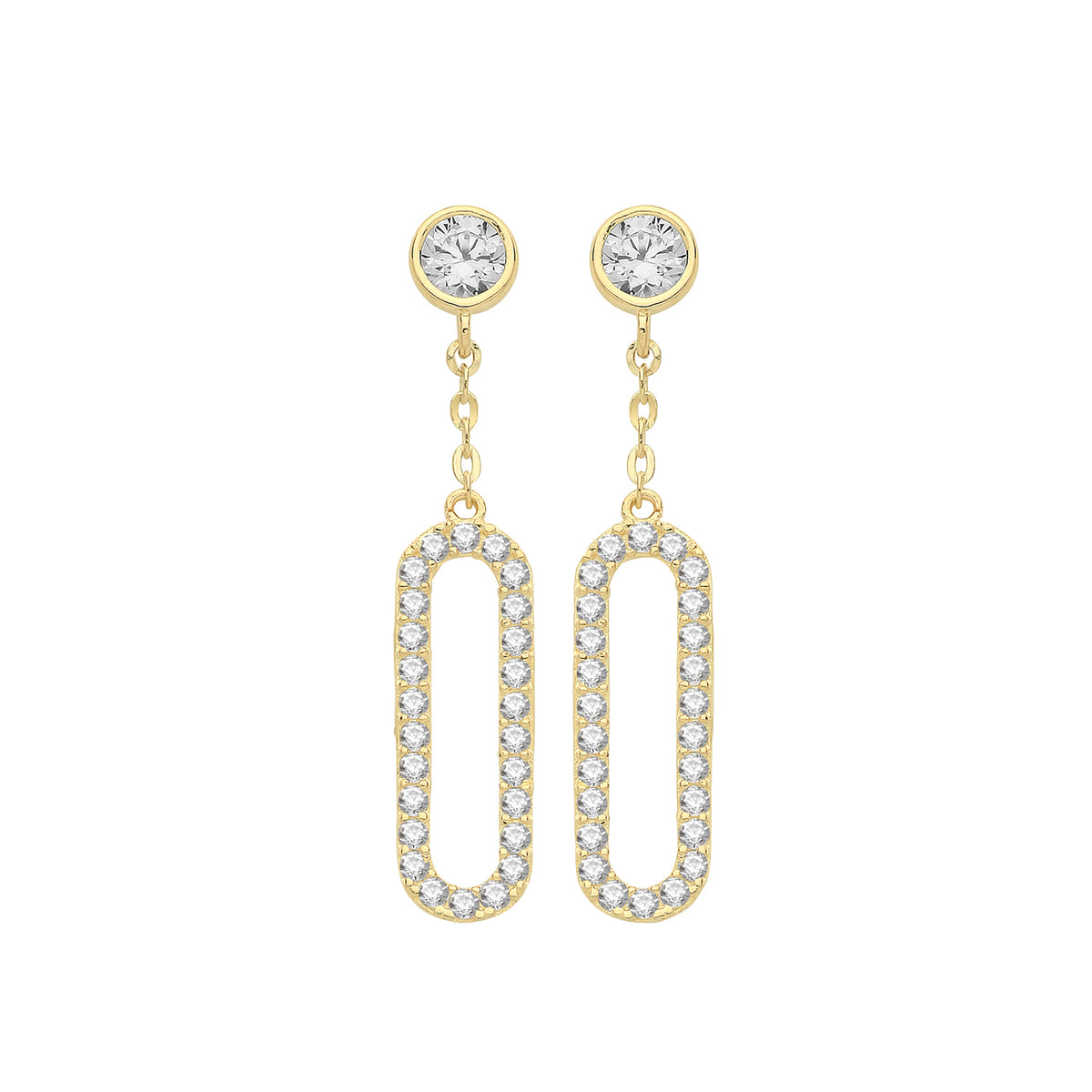 9ct Gold CZ Closed Curve Drops - ER1165 - Default Title