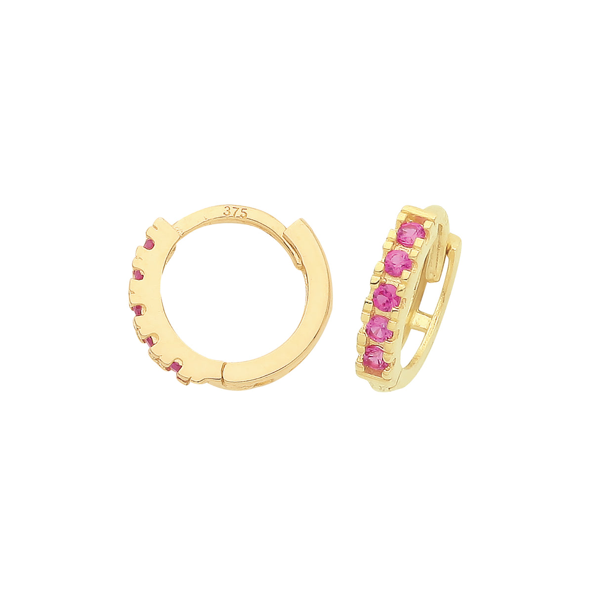 9ct Gold Ruby Red CZ Huggies - ER1179R - Default Title