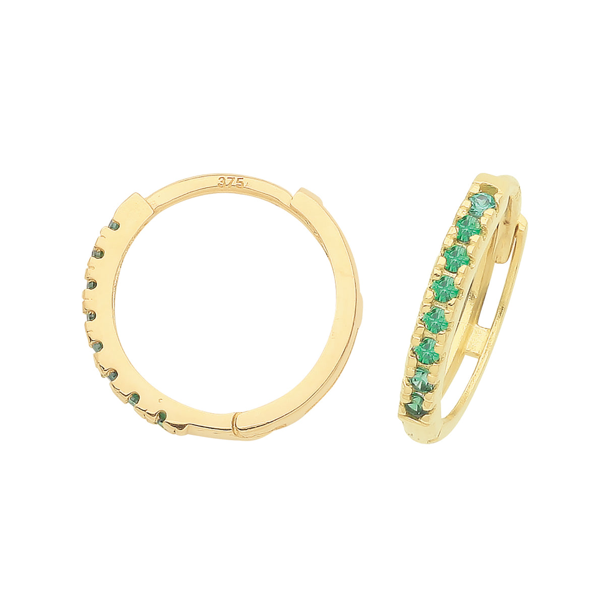9ct Gold Emerald Green CZ Huggies - ER1181E - Default Title