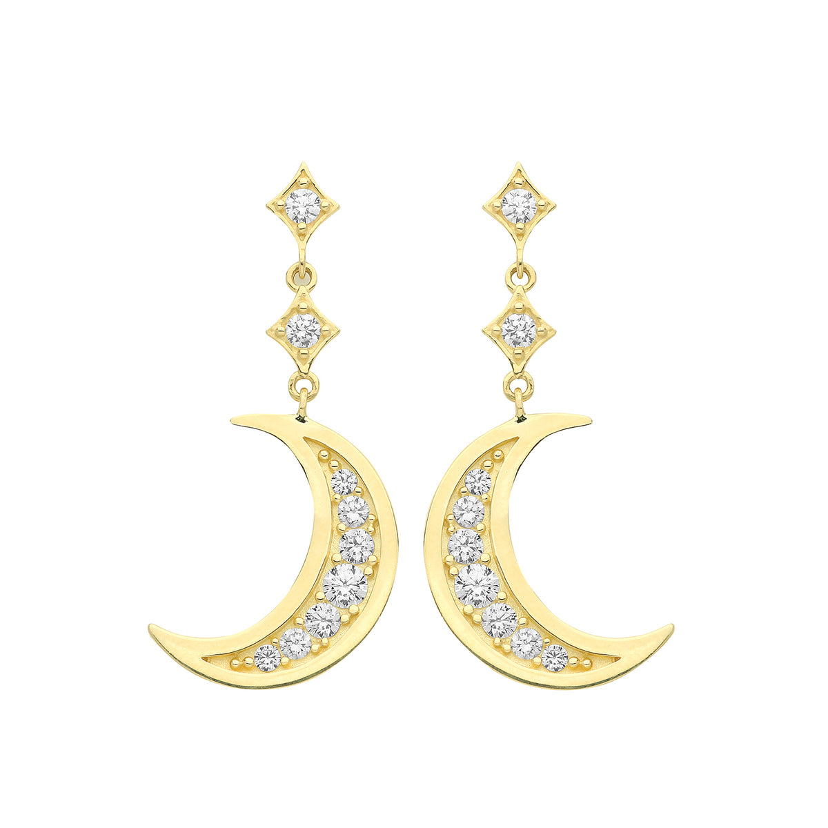 9ct Gold CZ Set Moon Drops - ER1183 - Default Title