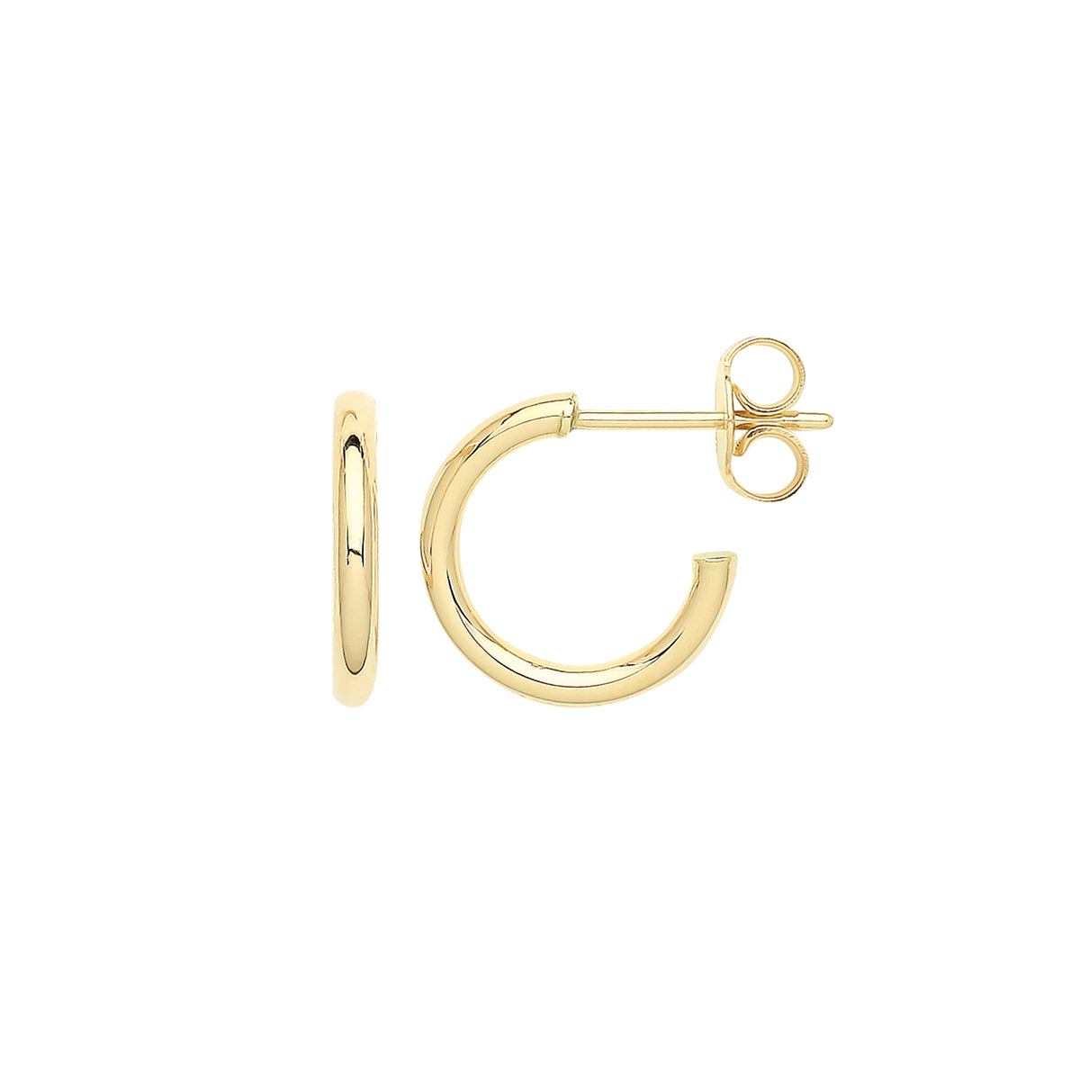 9ct Gold Hoops With Post - ER1190 - 10 mm