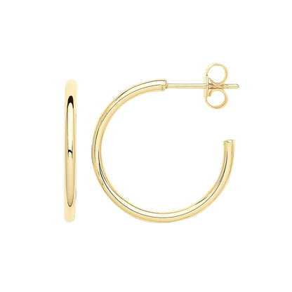 9ct Gold Hoops With Post - ER1190 - 20 mm