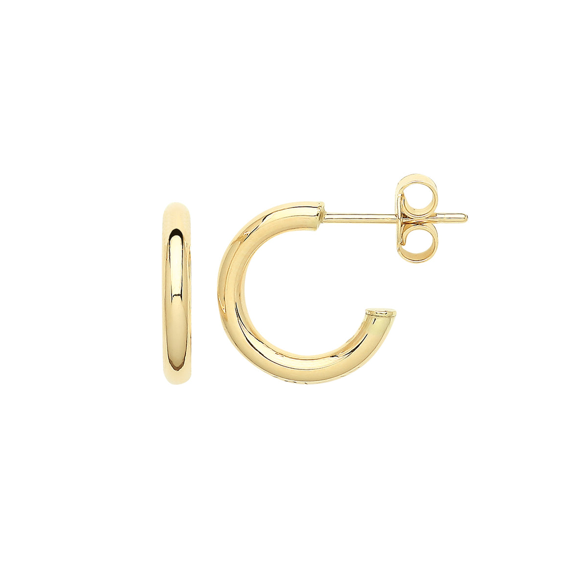 9ct Gold Hoops With Post - ER1191 - 10 mm