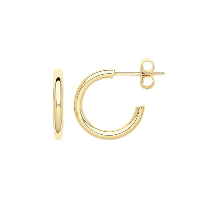 9ct Gold Hoops With Post - ER1191 - 12 mm