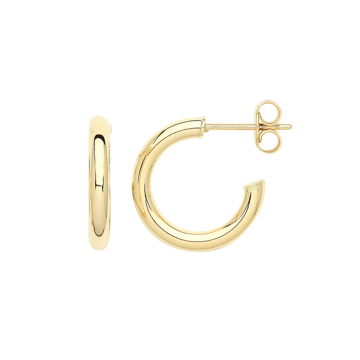 9ct Gold Hoops With Post - ER1192 - 12 mm
