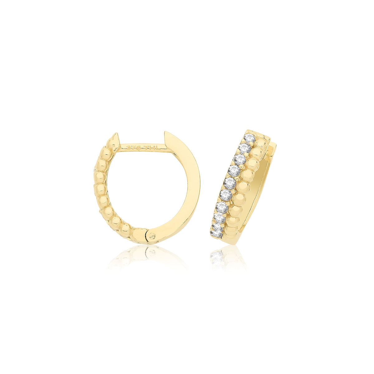 9ct Gold Hinged CZ Earrings - ER1195 - Default Title