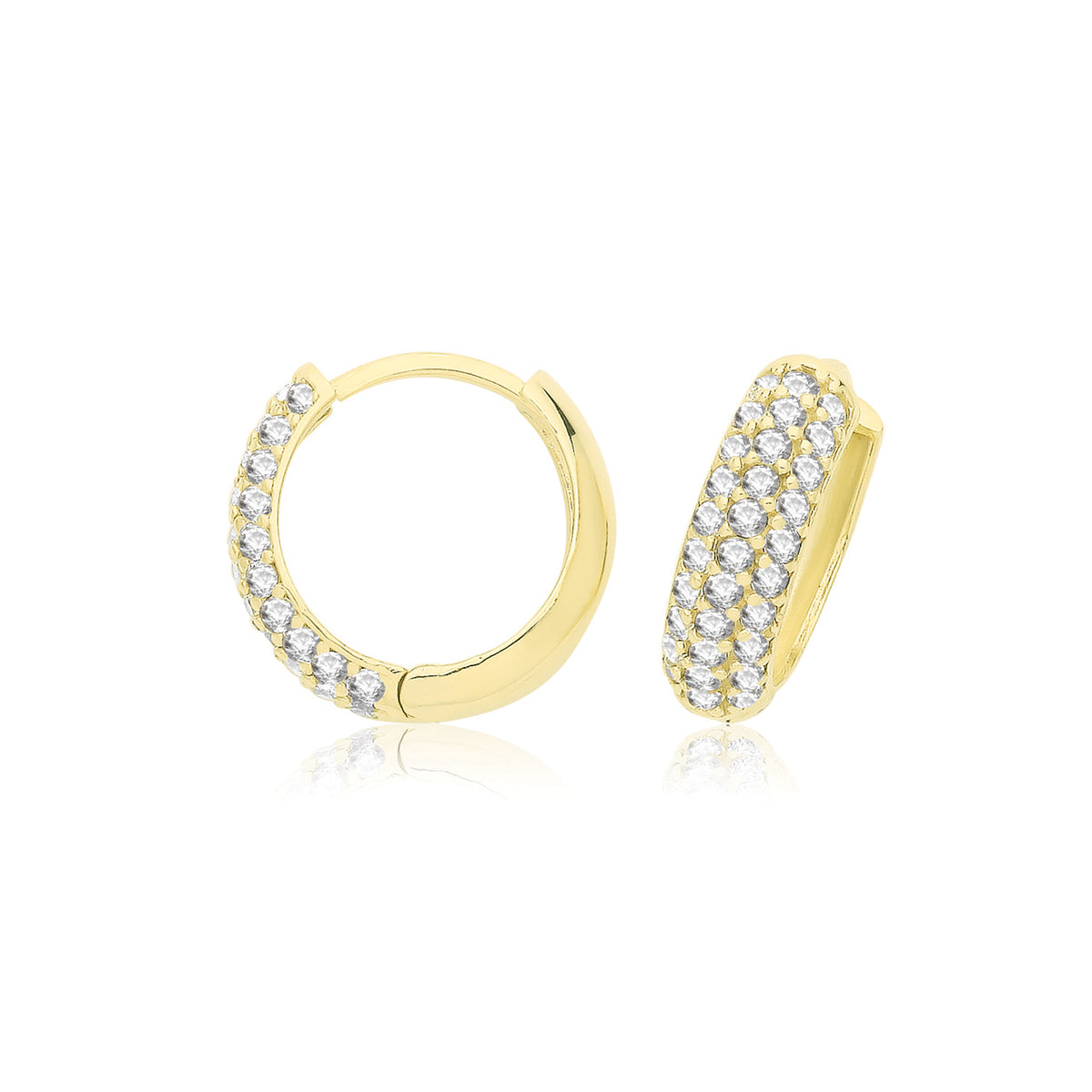 9ct Gold Hinged CZ Earrings - ER1196 - Default Title