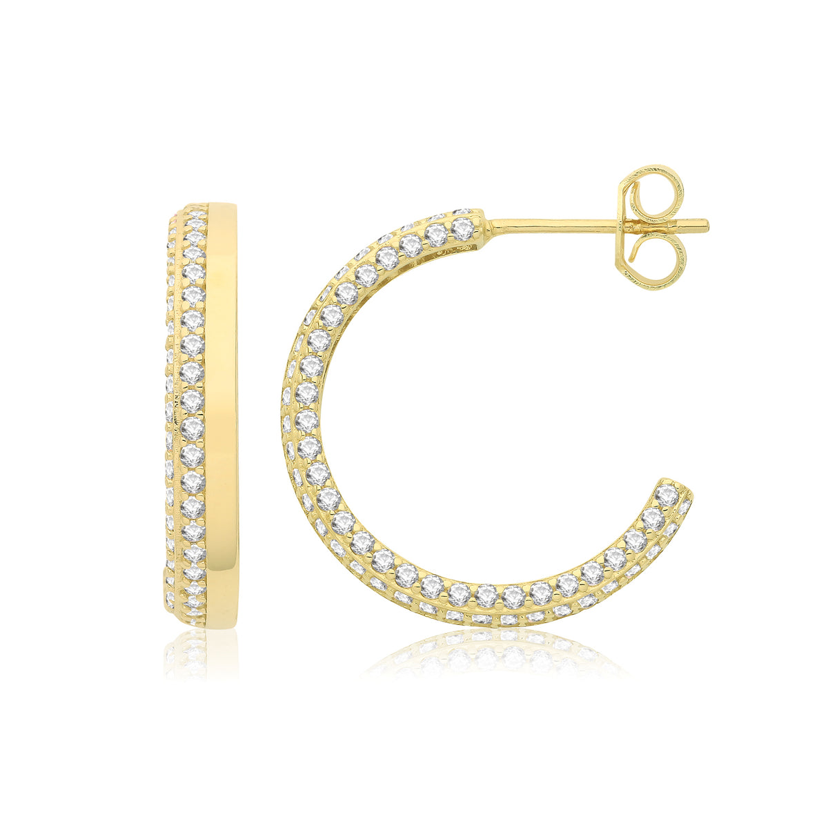 9ct Gold Half Hoop CZ Earrings - ER1198 - Default Title