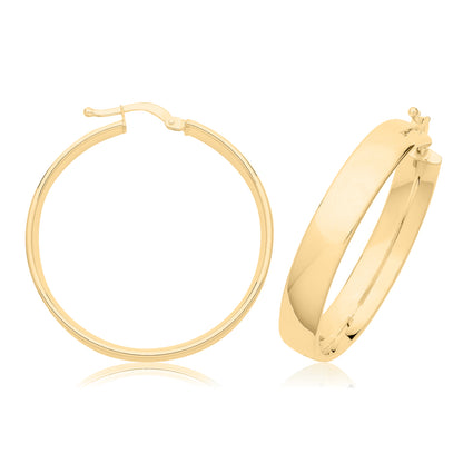 9ct Gold 6mm Tube Hoops - ER1200 - 30 mm