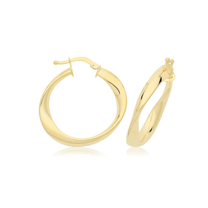 9ct Yel Gentle Twist Hoops - ER1205 - 20 mm